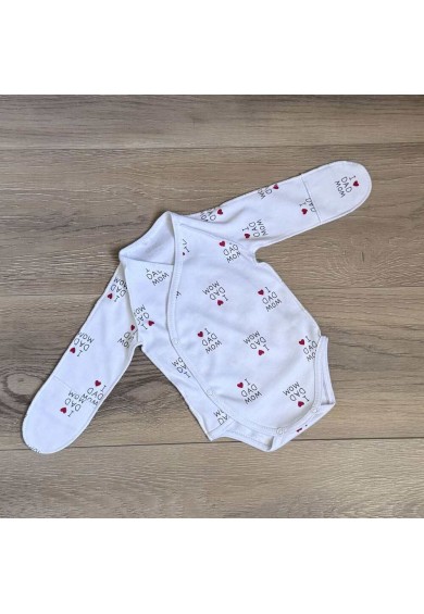 Боді для новонароджених з закритими ручками "I love dad mom" р. 50, 56, 62