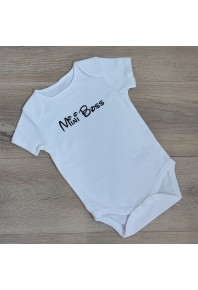 детский белый бодик "mini boss" с коротким рукавом 100% хлопок детский белый бодик "mini boss" с коротким рукавом 100% хлопок