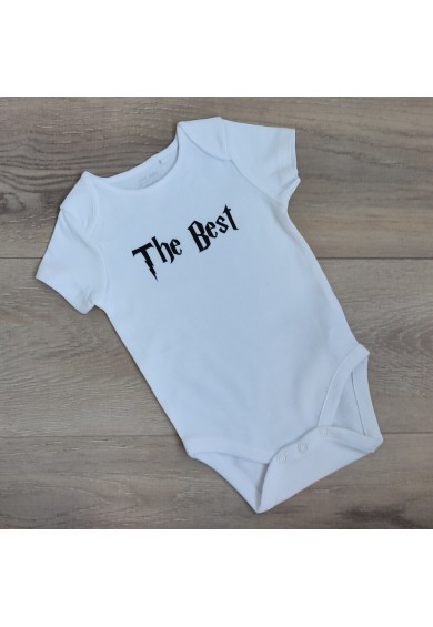 детский белый бодик "The best" с коротким рукавом 100% хлопок